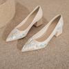 Embroidered single shoes women's new light-colored dress women's shoes are not tired of cheongsam high heels