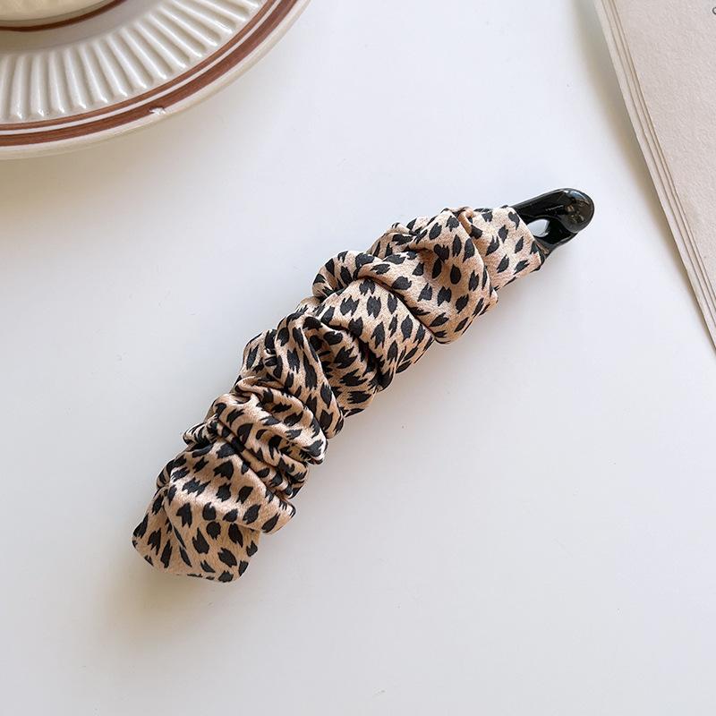 Fabric Banana Clip Korean Elegant Leopard Print Ponytail Holder Ponytail Clip Hair Claw Hairpin Sweet Bowknot Hair Clip Women