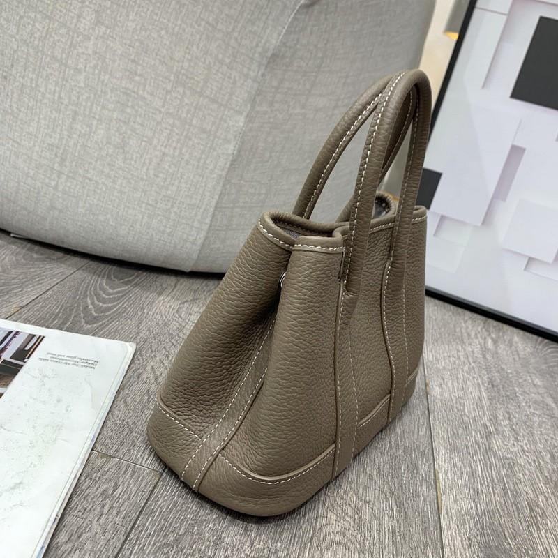 2026 Genuine Leather Mini Garden Tote Bag Top Grain Cowhide Soft Structured Crossbody With Zip Pocket