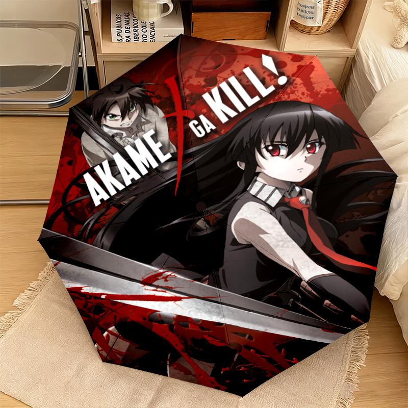 1 Stück Akame Ga Kill Schwert Automatischer Regenschirm - Geeignet für Reisen Outdoor Tragbarer Regenschirm Geburtstagsgeschenk Tägliche Notwendigkeiten