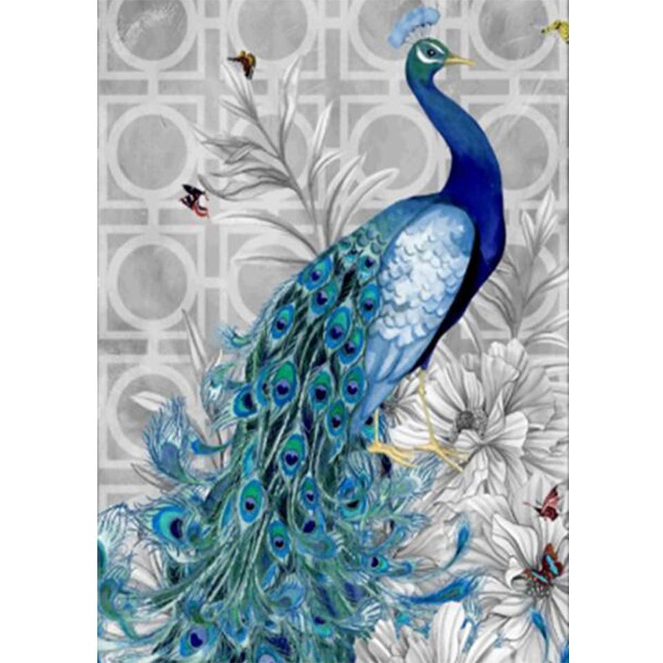 5D DIY Round Diamond Painting Animal Diamond Embroidery Peacock Cross Stitch Kit Rhinestone Mosaic Picture Home Decoration Gift