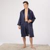 European and American Style Summer Men's Simulated Silk Bathrobe Silk Long-sleeved Nightgown Men's Summer Plus Size Pajama Set