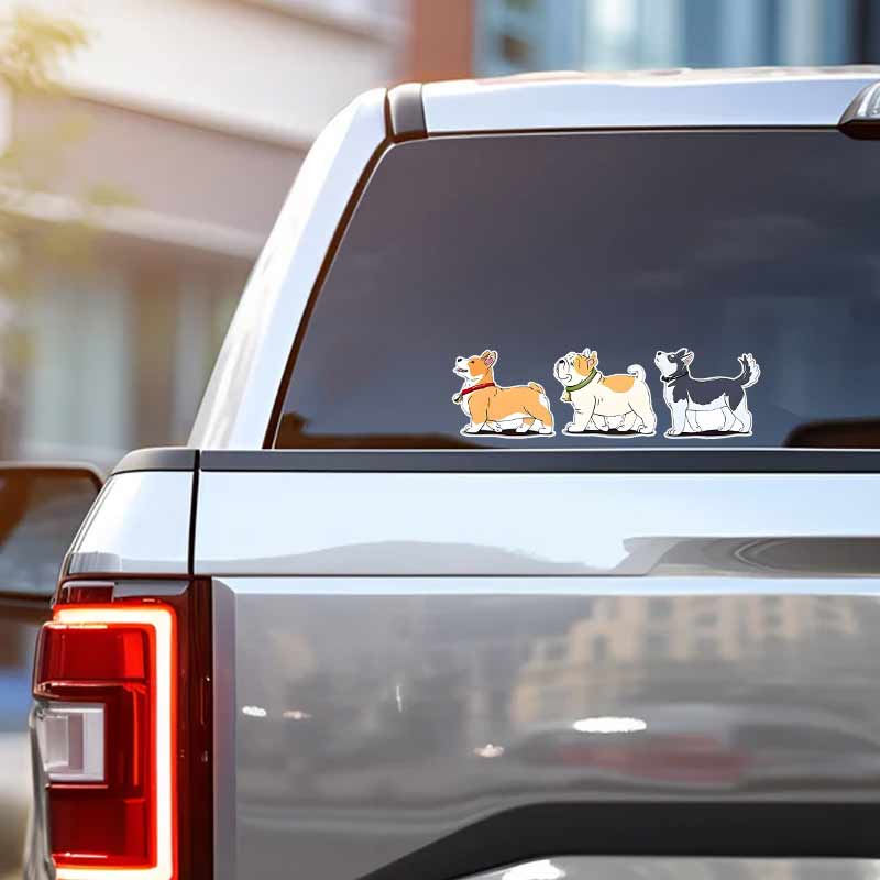 3 Piece Cartoon Sticker Cute Pet Dog Husky Corgi Car Stickers Waterproof Vinyl Decals Auto Body Window Bumper Decor Motorcycle Helmet Stickers TM205