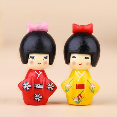 6Pcs Mixed Colorful Japanese Kimono Girl Keychain Plastic Cartoon Doll Hand Toy Accessories