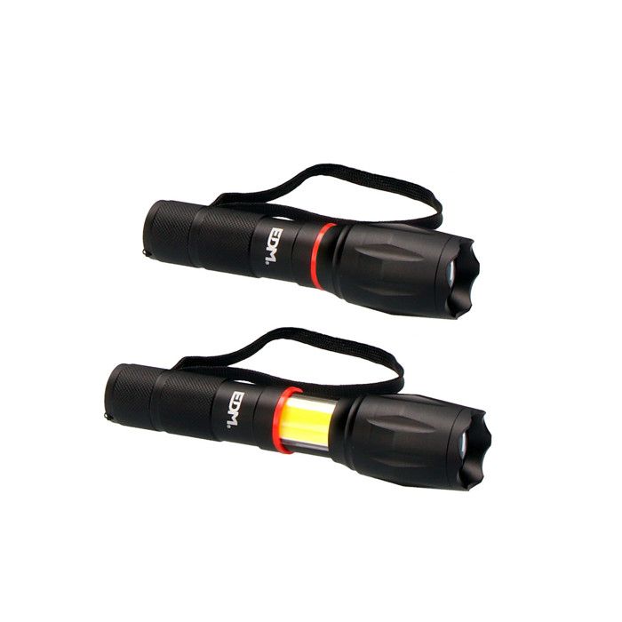 Lampe de Poche LED Extensible avec Zoom - GREENICE - Xl - Noir - Piles - 200m