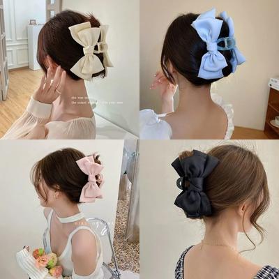 Mode Frauen Bogen Haarnadel Koreanische Version Von Feste Farbe Schmetterling Satin Haar Clips Mädchen Haar Zubehör Headwear