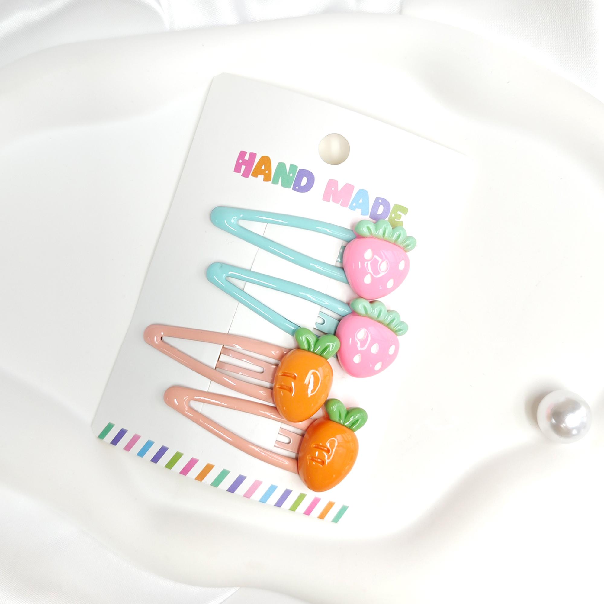 

4 шт./компл. 2025 новый детский заколка для волос милая клубничка девочка заколка для волос летний головной убор для девочек заколка для волос с челкой