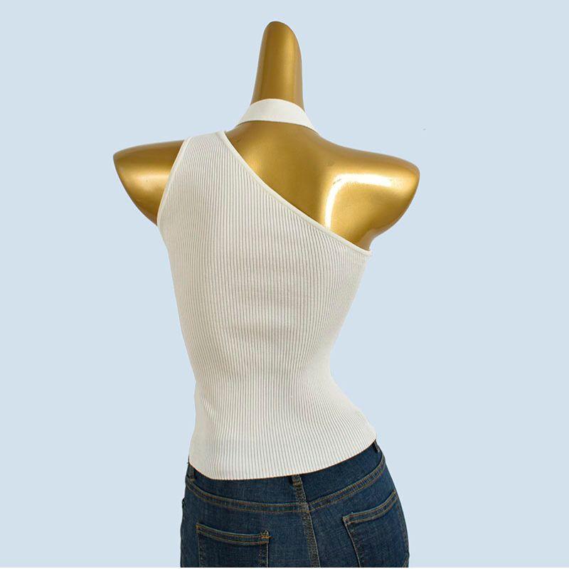 Withdraw from Cupboard Strapless Sloping Shoulder Camisole Women's Summer Stylish Ribbon Sexy Halterneck Beauty Back Slim Fit Sleeveless Top