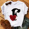 Rose ABC Alphabet Graphic Print White Tee Women Casual Loose Oversize Shirt Top Daily Wear Durable Plus Size Short Sleeve