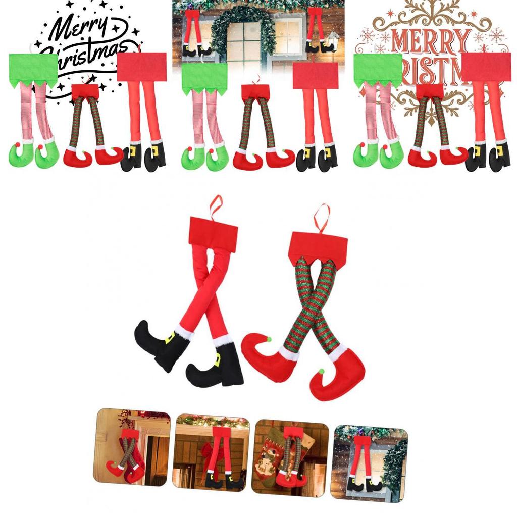 Festive Cross-border Christmas Elf Legs Adorned With Classic Red And Green Stripes