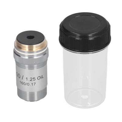 Achromatisches Objektiv Messing Verchromt 100X Hochleistungs-Mikroskopobjektiv Schnittstelle 20,2 mm