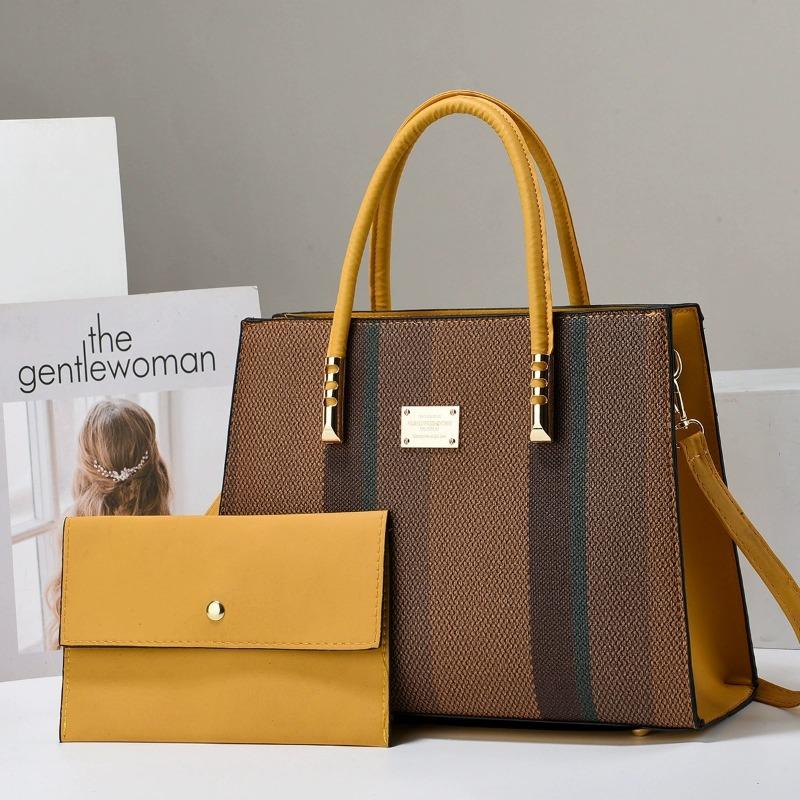 2pcs/set Luxury Designer Top-handle Bag for Women Tote Handbag Purse Large Capacity Womens PU Leather Crossbody Shoulder Bags