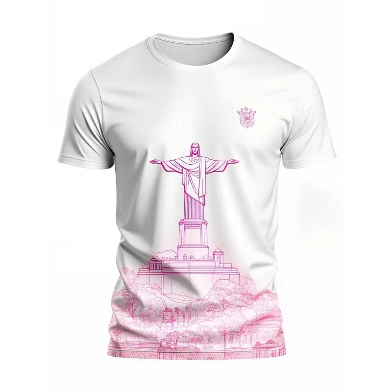 Pánské Módní 3D Tištěné Pánské Tričko Kulatý Výstřih Krátký Rukáv Trendy Street Wear