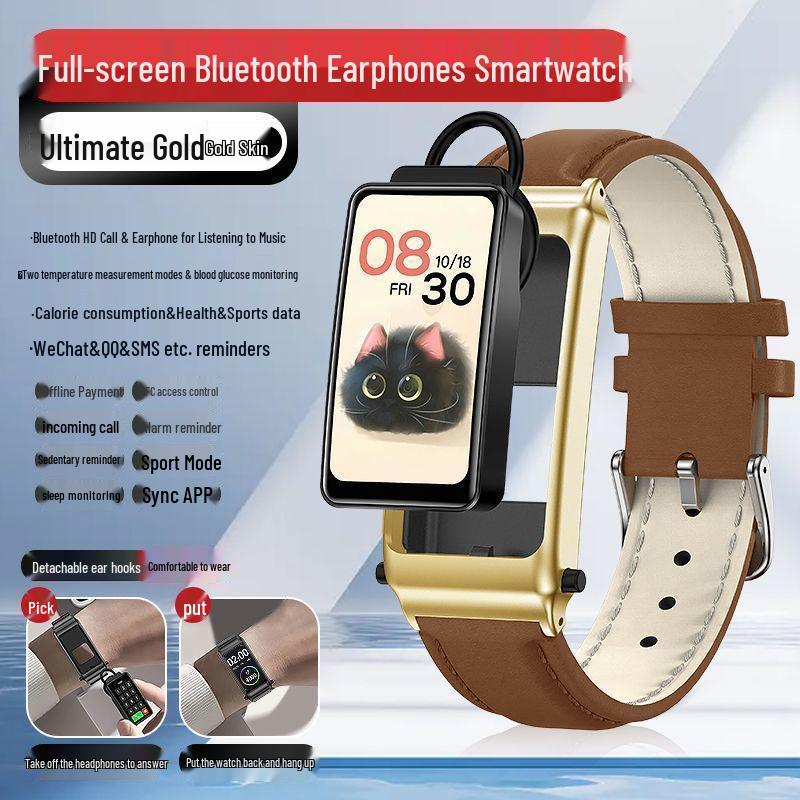 NFC Smart Bracelet with Bluetooth Earphones & Call Function, Two-in-One Smartwatch with Offline Payment Capability