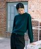 SHINE ON YOU Premium 100% Cashmere Frey Edge Round Neck Knit_Forest Teal