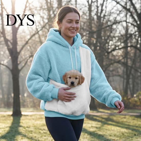 Husdjursvänlig Lounge Huvtröja med Ficka Huvtröja, Överdimensionerad Hundkattbärande Träningshuvtröja, Fleecefodrad Lång Bärbar Valp Topp med Ärmar Pullover med Stor Ficka