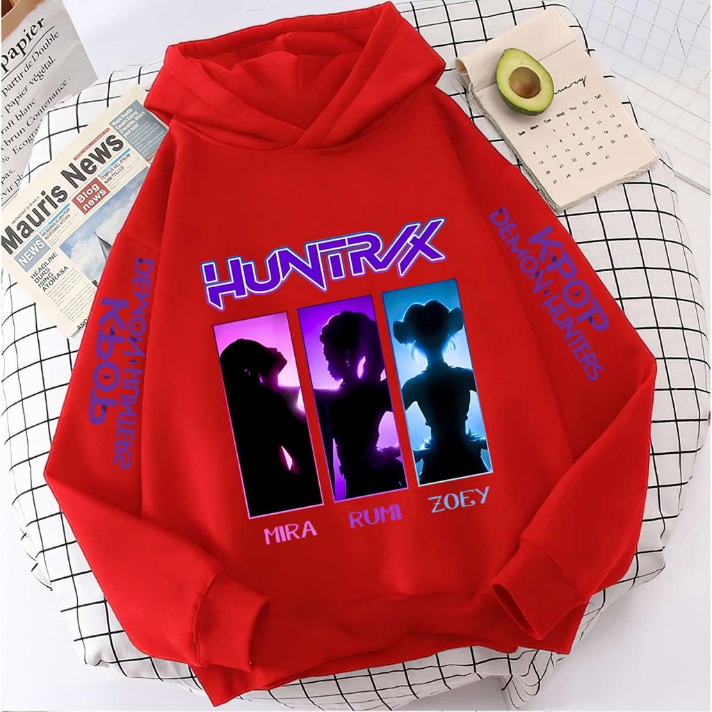 2025 KPop Devil Hunter Cartoon Girl Hooded Sweatshirt Warm Children's Korean Wave Fashion Casual Top Casual Girl Clothing
