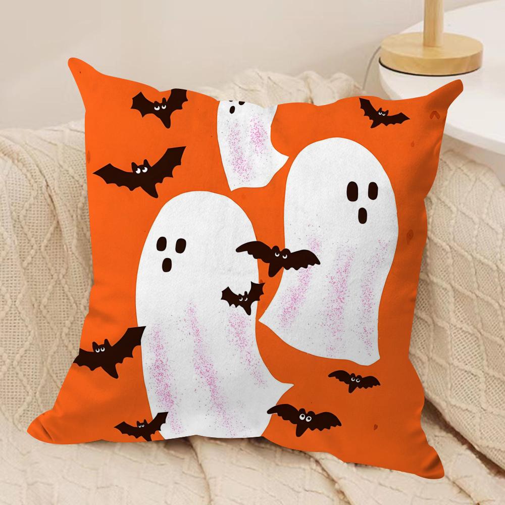Halloween Spooky Ghost Cushion Cover Soft Plush Throw Pillow Cover  DoubleSided Printed Cushion Case  Cozy Sofa  Home Decor