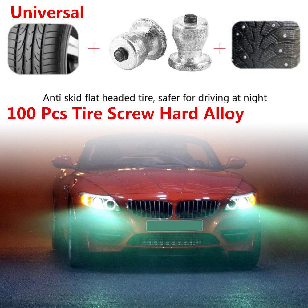 

New 100PCS Silver Tire Stud Screws Strong Durable Anti-skid For Off Road Truck ATV