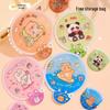 Mini Inspirational Text Folding Fan: Cute, Portable, Round Cloth Surface for Summer Cooling.