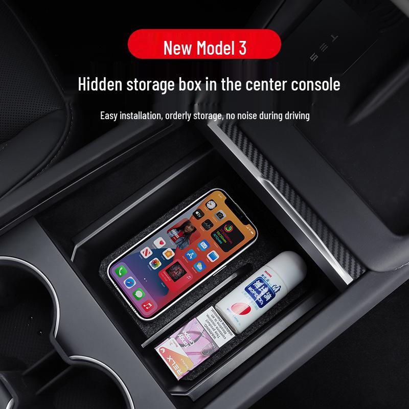 Updated Model 3/Y Center Console Armrest Storage Box for Tesla - Essential Car Accessory