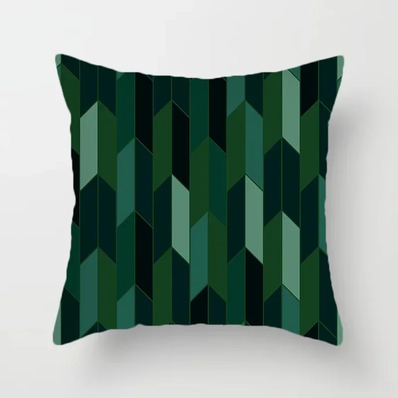 Green Cushion Cover Geometric Decor Living Room Office Sofa Pillowcase Home Peach Skin