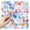 52-Piece Jellyfish Marine Life Stickers: Waterproof Cartoon Decorations for Car Trunks and Phone Cases