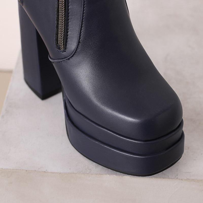 Women's High-heeled Short Boots Autumn and Winter New European and American Style Waterproof Table Thick-heeled Large-size Short Boots