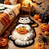 Halloween Carpet Halloween Wizard Orange Cat Irregular Bath Mat Non Slip Water Absorbent Bedroom Entrance Holiday Home Decor Rug