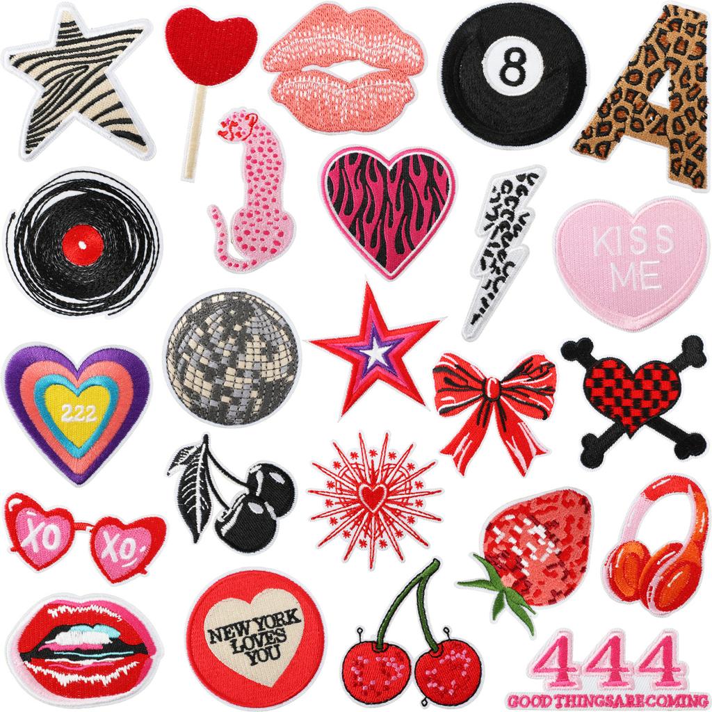 Tide Play Embroidery Cloth Sticker Bag Embellishment Decorative Leopard Print A Embroidery Label Ironing Love Lip Patch Sticker Hot Sublimation