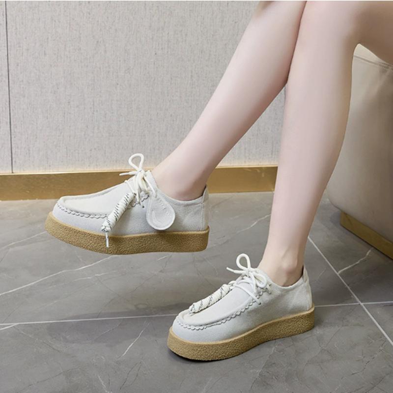2026 New Fashion Vintage Loafers for Women Flat Non-slip Derby Women Shoes Suede Designer Women Casual Shoes Zapatillas De Mujer