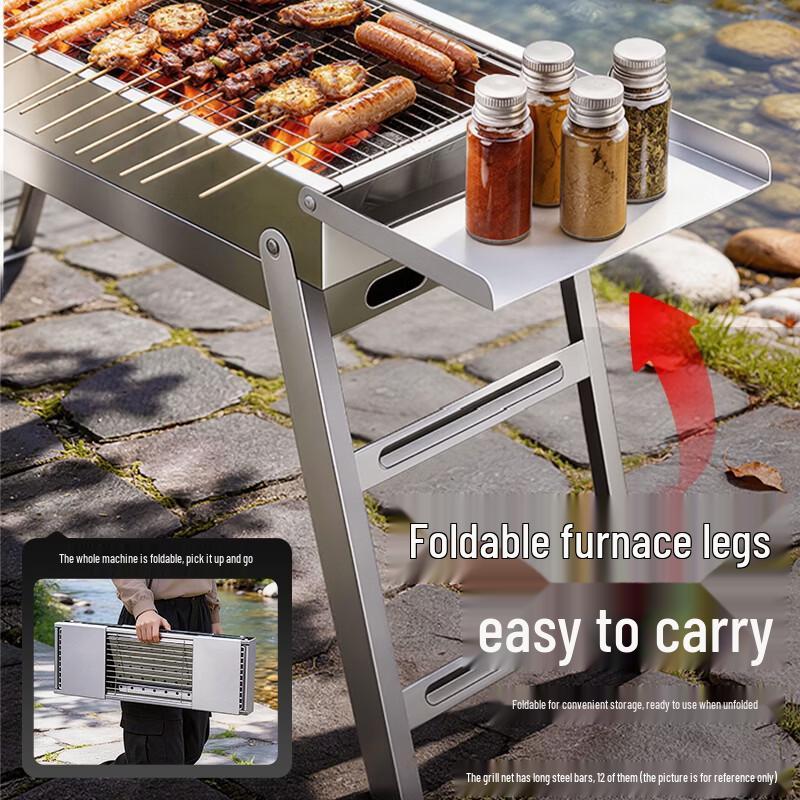 Portable Foldable Stainless Steel Charcoal BBQ Grill