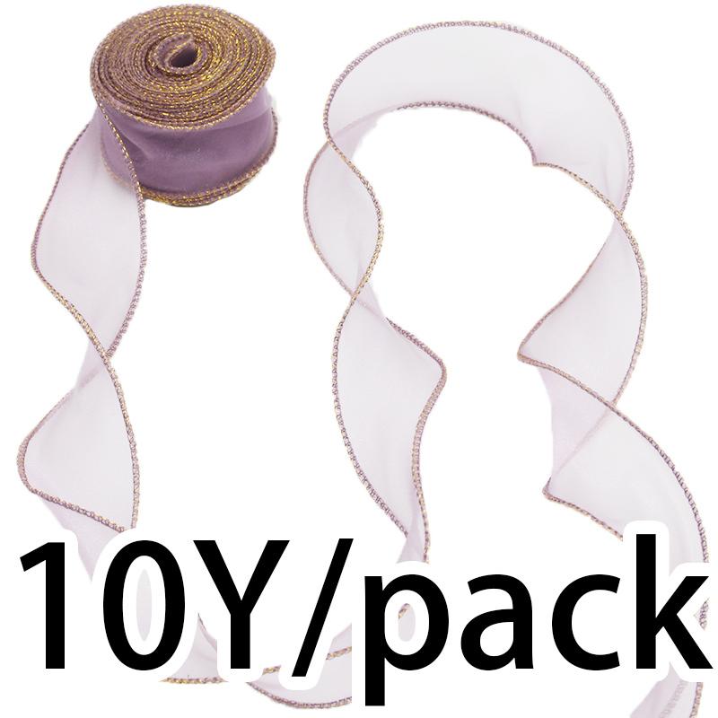 (10 Yards/Packung) 4cm Goldrand Wellenförmiges Garn Geschenkbox Bouquet Verpackungsmaterial Schleife Haaraccessoires Handgemacht DIY Dekoratives Spitze