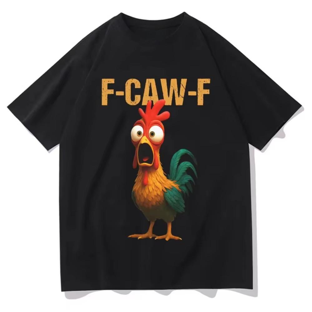 Summer Funny F Caw F Chicken Harajuku New Short Sleeves Top Mens Humor Unisex T Shirt Chicken Aesthetic Casual summer Tshirt