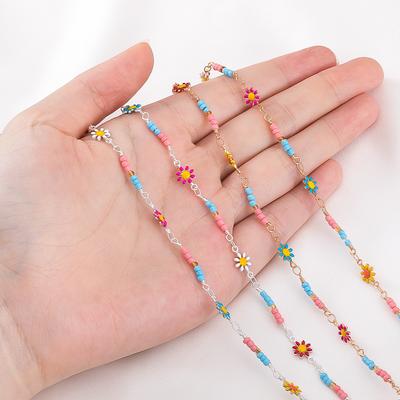 0.5M 1M 2M Bohemian Beach Floral Foot Anklet Chain Bracelet Neckalce Component Fashion Colorful Daisy Jewelry Making Accessories