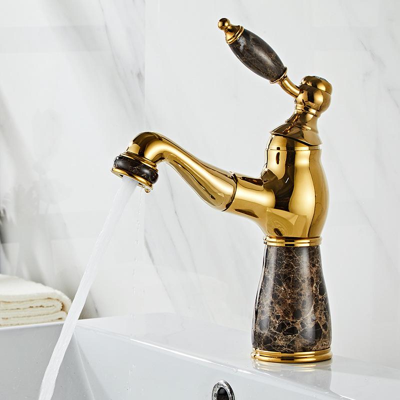 Rose Gold Bathroom Basin Faucets Jade Washroom Basin Sink Tap Mixer Hot Cold Faucet Pull Out Sink Faucet