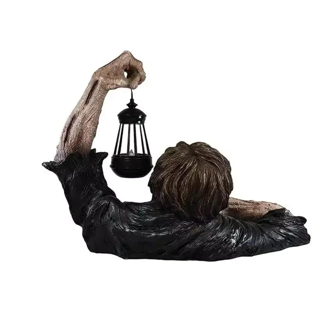 Halloween Zombie Crawling Horror Decor, Scary Led Lights, Zombie Holding Lantern, Outdoor Figurine Light, Resin, Halloween Decor