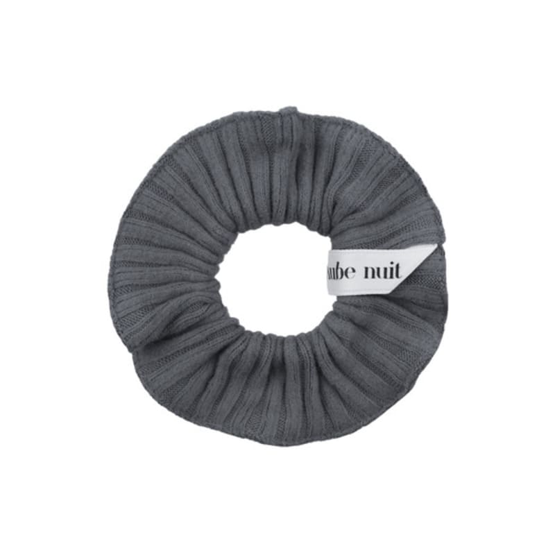 Aube Nuit Soft Knit Ruffle Hair Scrunchie Charcoal Gray S