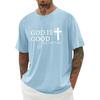 Mens Christian Shirts Shorts Sleeve Crewneck Jesus Cross Printed T Shirts Loose Graphic Tee