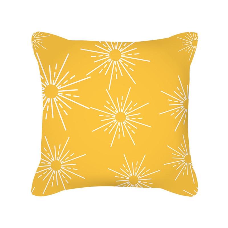 Yellow Geometric Stripe Sofa Cushion Cover Flower Pattern Decorative Throw Pillow  Nordic Style Home