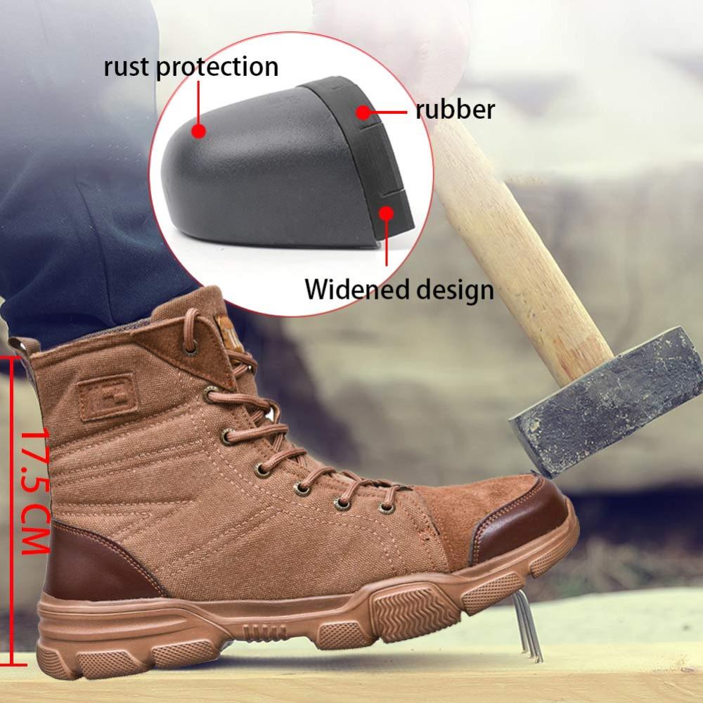 Steel Toe Work Shoes Safety Boots Men Non Slip Work Sneakers Men Safety Shoes Construction Shoes Anti-Puncture Security Botas