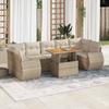 Vidaxl 8-Cz. Garden Furniture Set With Cushions, Beige, Poly Rattan