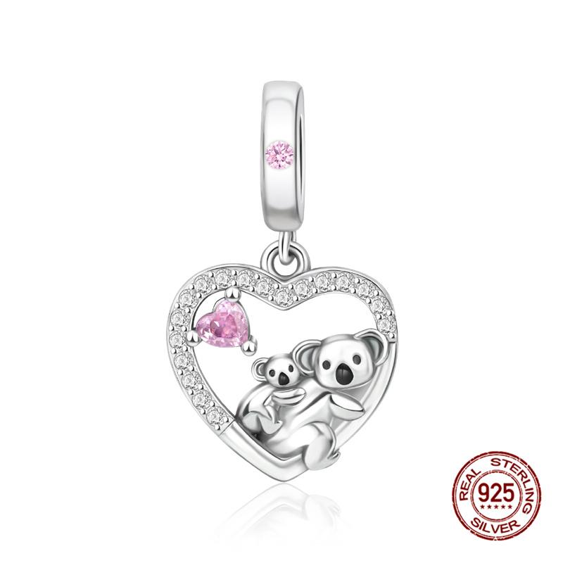 Copper Charms Fits Charms 3Mm Original Bracelet Womens Heart-Shaped Key Charms Beads Diy Fine Jewelry Gifts