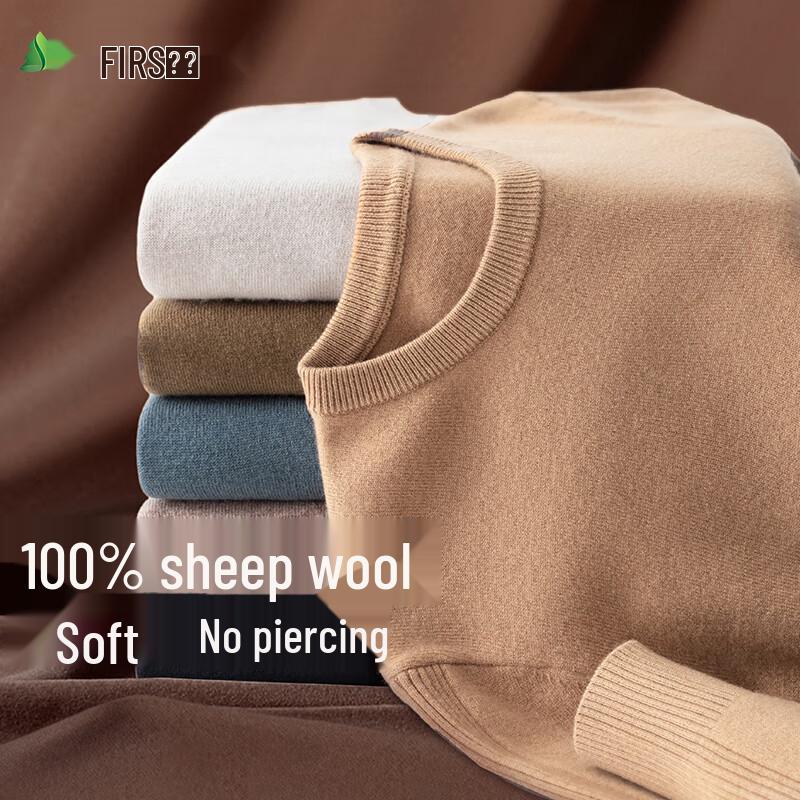 Men's 100% Lambswool Round Neck Pullover Sweater