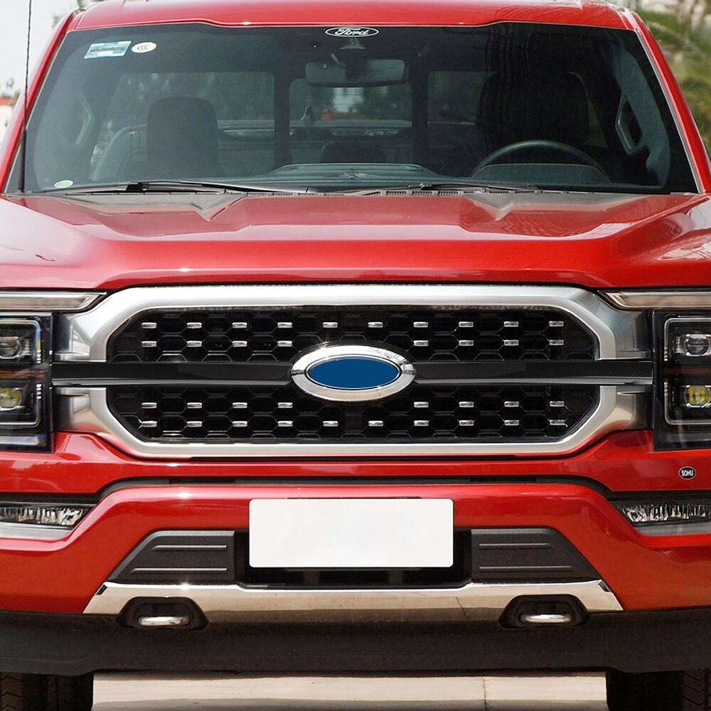 Carbon Fiber Front Bumper Center Grille Cover Trim Bezels For Ford F150 2021-23