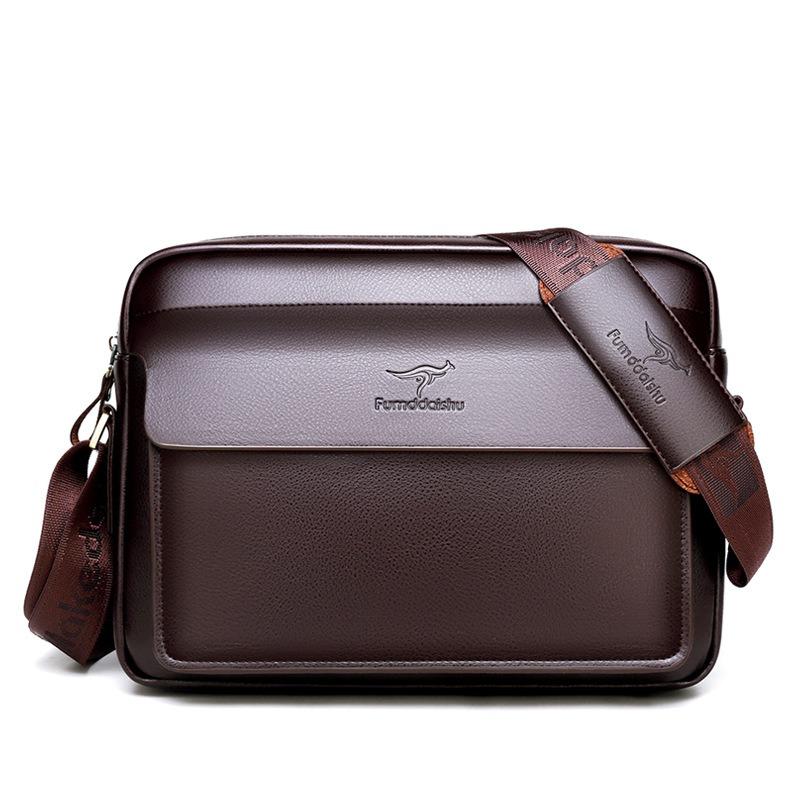 Men's Soft Leather Shoulder Bag Men's Crossbody Bag Briefcase Business Casual Men's Backpack Horizontal