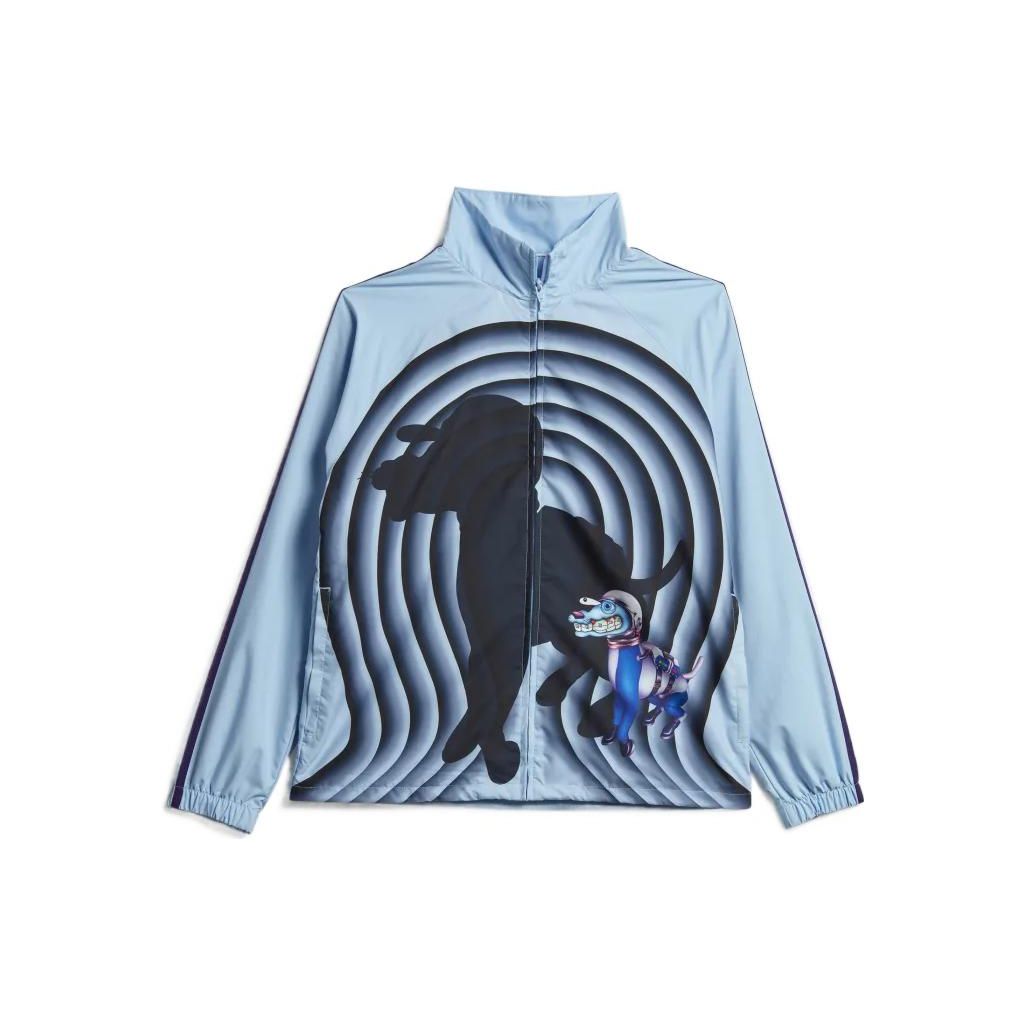 

Adidas Originals Kerwin Frost Collab Space Dog Print Zip-up Athletic Jacket Men Outerwear Pink Blue H59928 XL