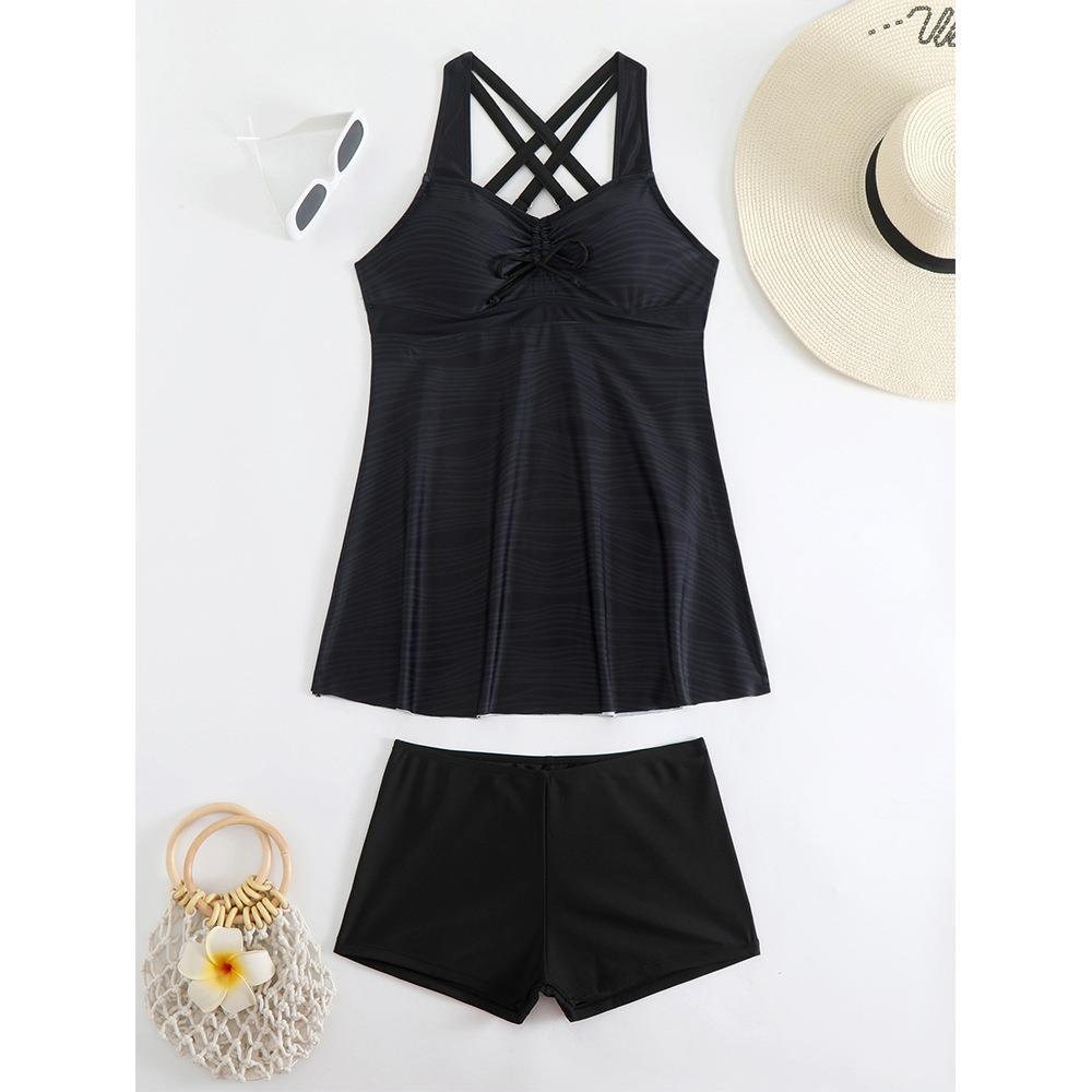 European-American Printed Spring Bikini 2025: Conservative Skirt-Style Women's Swimsuit.