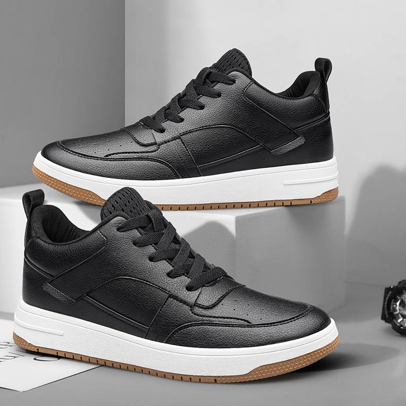 Leather 6cm 8cm Skateboard Elevator Shoes Men Casual Sneakers White Height Increasing Shoes Invisible Man Taller Lifting Flats