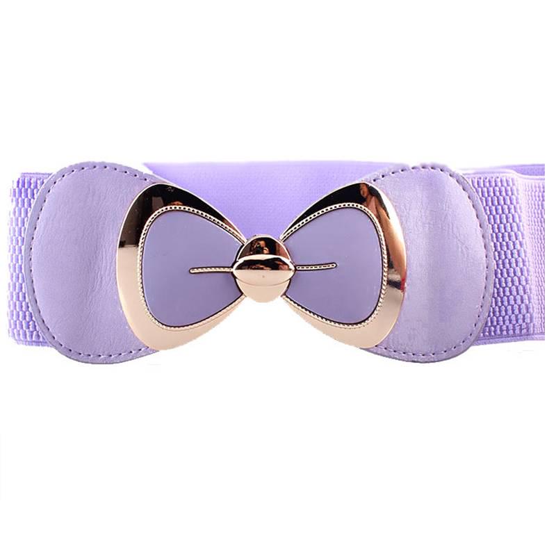 Bow Belts Women Bowknot Buckle Leather Waistband Wide Elastic Stretch Waist Belt for Ladies Dress